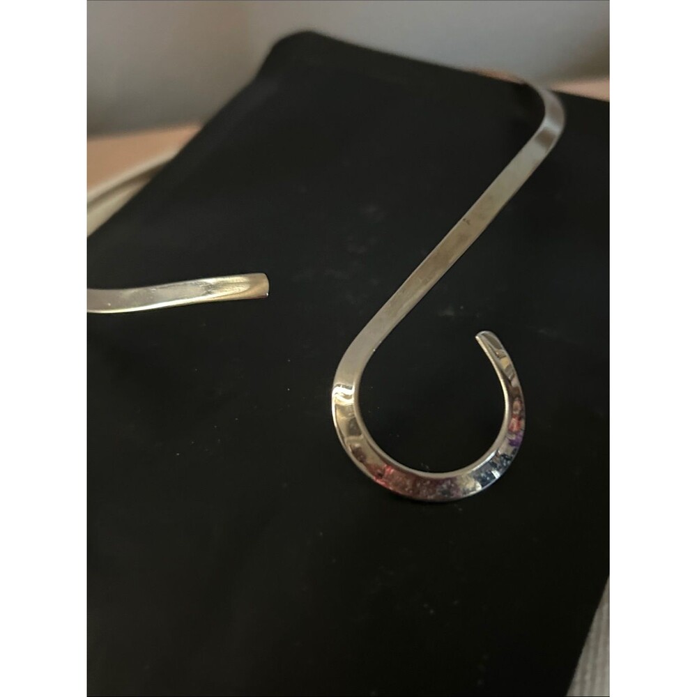 Minimalist Choker Open S Collar Silver Tone Necklace GUC - i Have 2 Of THESE - Picture 4 of 5